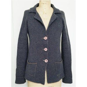 Cocogio Italy Womens Cardigan Sweater Jacket  Wool Tan Gray Knit Tweed  S